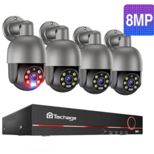 4 kamerų 8MP 4K PoE apsaugos kamerų sistema su 1TB 8CH NVR